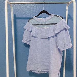 THE LENA short-sleeved sheer shoulder top